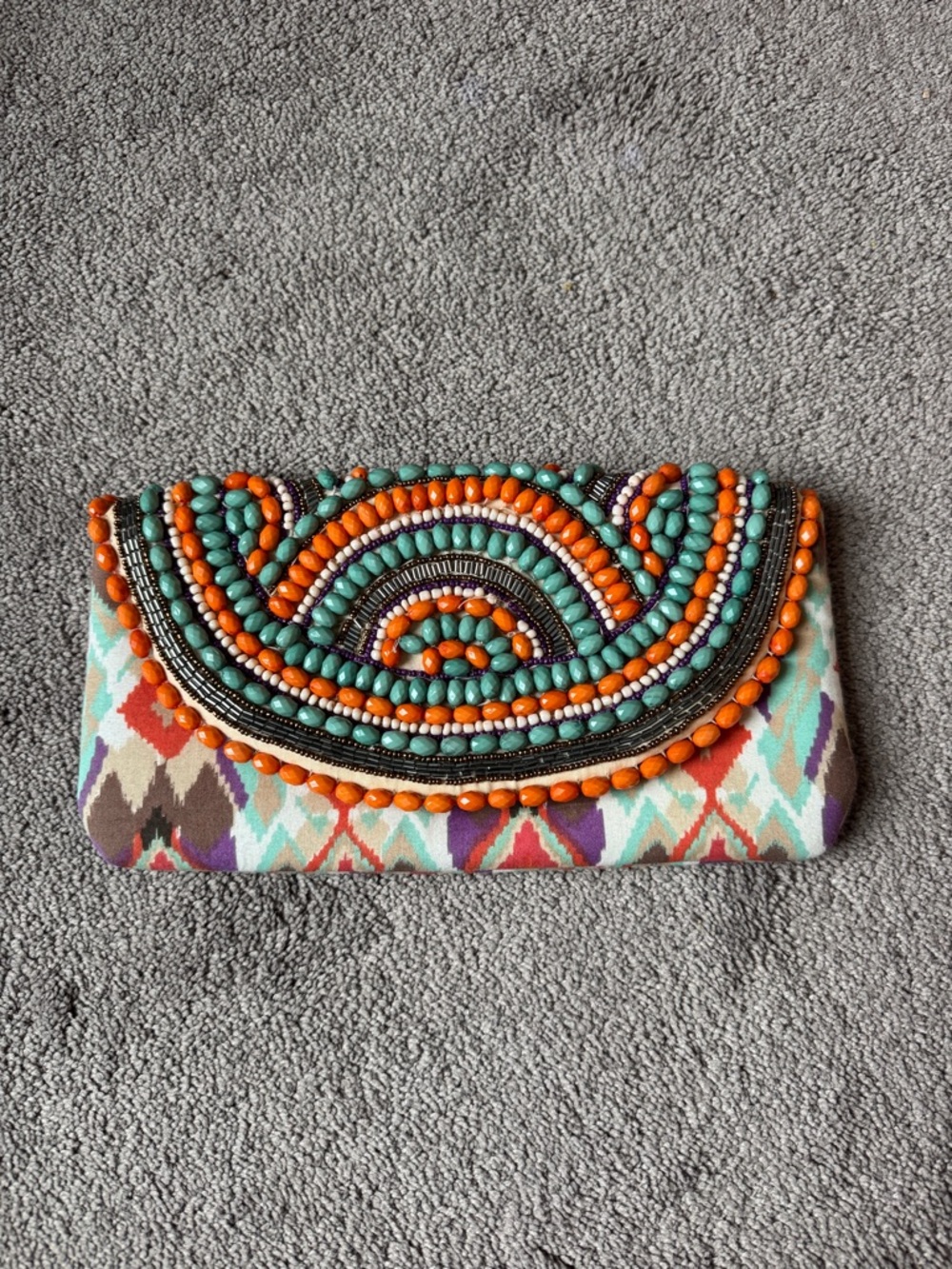 Arden B Multicolor Beaded Boho Clutch Evening Bag